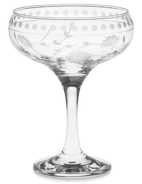 Copa para cóctel Vintage Etched de vidrio
