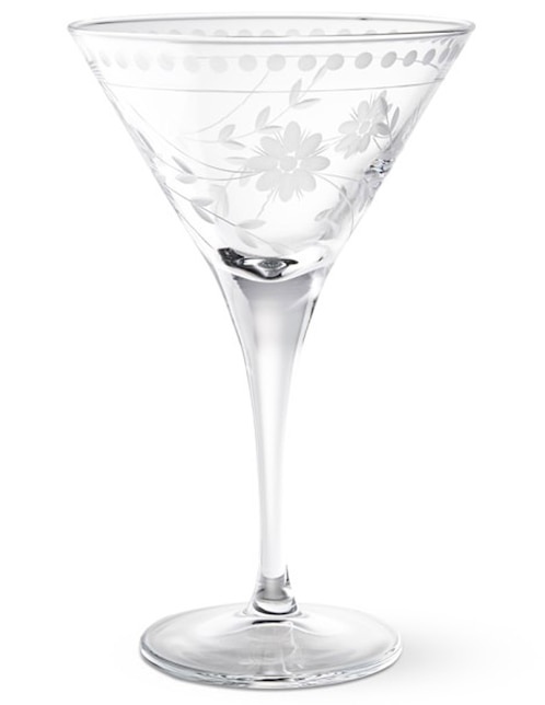 Elegante copa de cóctel con borde dorado y cristal de martini de color gris  chapado en