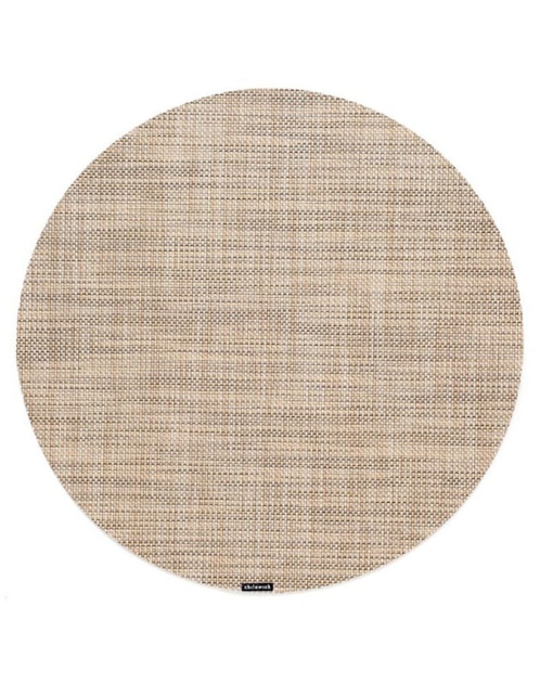 Mantel individual redondo de vinil Basketweave 1