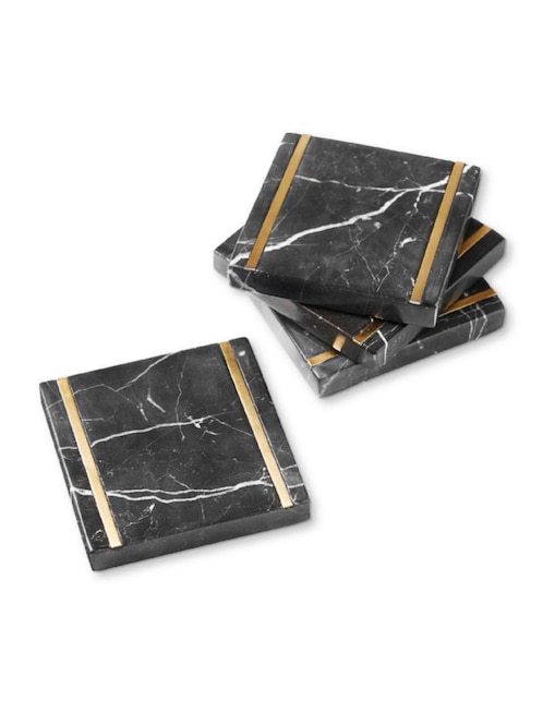 Set de portavasos Black Marble de mármol 4 piezas 1