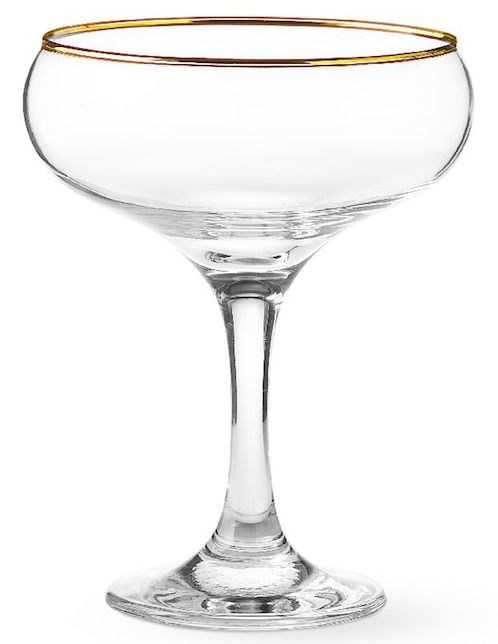 Set de copas para cóctel Gold Rim de vidrio 1