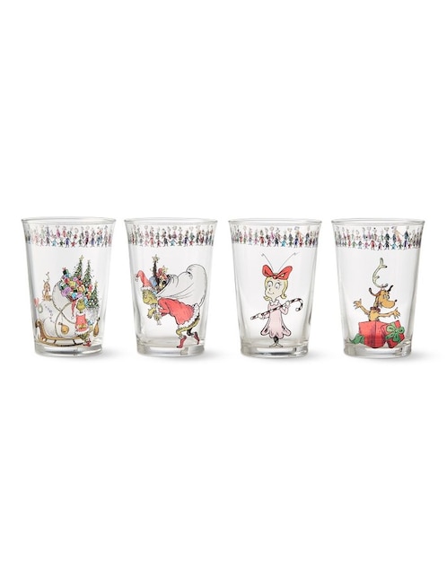 Set de vasos para agua Tumblers The Grinch de vidrio con 4 piezas