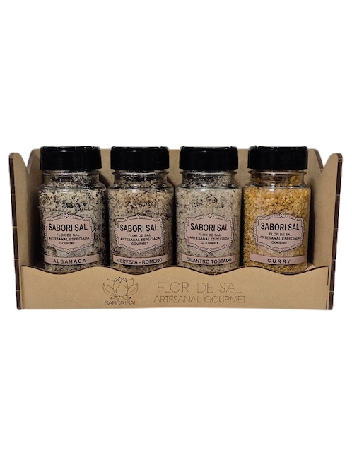 Set de sales Sabori Sal sabor albahaca, cerveza-romero, cilantro y curry