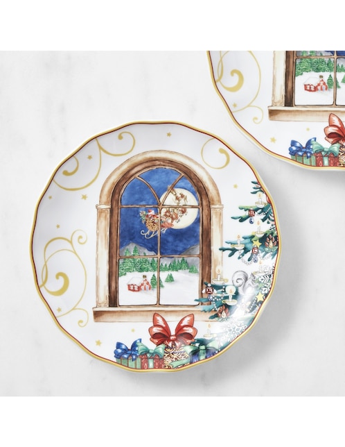 Plato ensalada navideño 'Twas the Night Before Christmas de porcelana