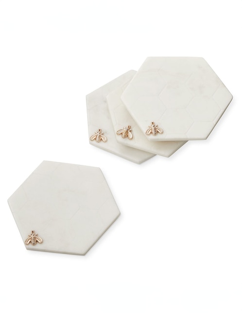 Set de portavasos Honeycomb de marmól 4 piezas