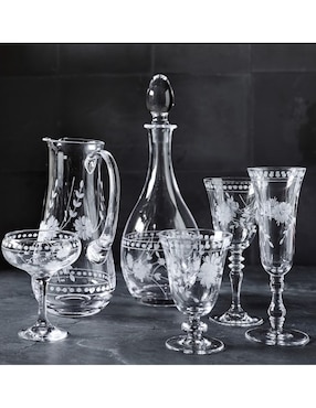 Copa para agua Vintage Etched de vidrio