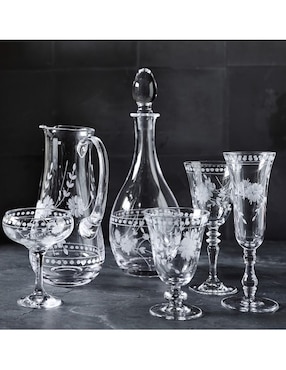 Copa para vino tinto Vintage Etched de vidrio