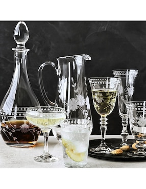 Copa para vino tinto Vintage Etched de vidrio