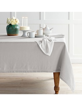 Mantel rectangular de lino Hemstitch