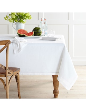 Mantel rectangular de lino Hemstitch