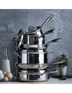 Batería de cocina Thermo Clad de acero inoxidable antiadherente convencional 10 piezas