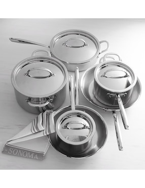 Batería de cocina Thermo Clad de acero inoxidable antiadherente convencional 10 piezas