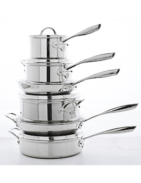 Batería de cocina Thermo Clad de acero inoxidable antiadherente convencional 10 piezas