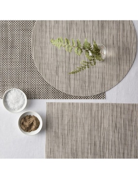 Mantel individual redondo de vinil Bamboo
