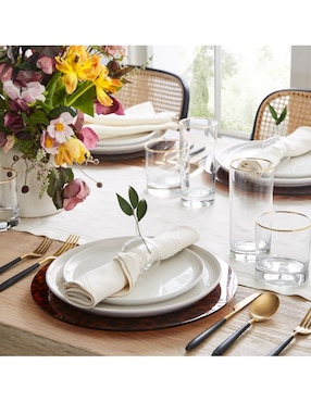 Set vaso highball Gold Rim de cristal con 4 piezas