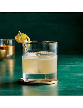 Set vasos doble old fashion Gold Rim de cristal con 4 piezas