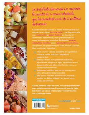 Libro Cocina sana con pizca de sabor de Karla Hernández