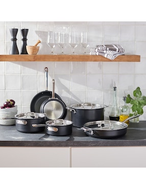 Batería de cocina All-Clad de acero inoxidable antiadherente sin PFOA 10 piezas