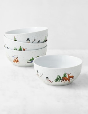 Set bowl Snowy Day 4 piezas de porcelana