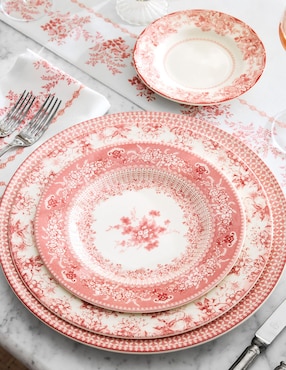 Set platos ensalada English Floral de cerámica 4 piezas