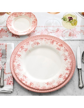 Set platos trinche English Floral de cerámica 4 piezas