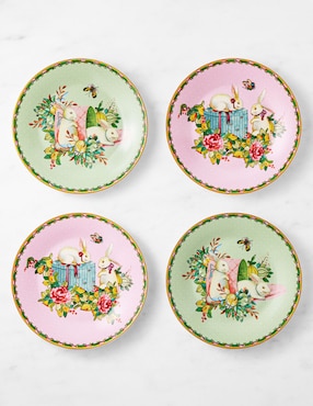Set platos ensalada Famille Rose de porcelana 4 piezas