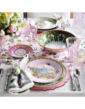 Set platos ensalada Famille Rose de porcelana 4 piezas