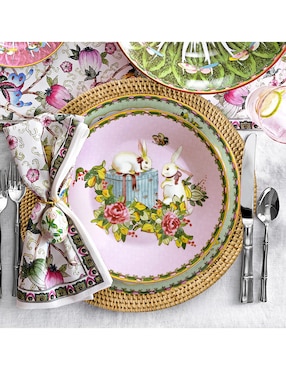 Set platos ensalada Famille Rose de porcelana 4 piezas