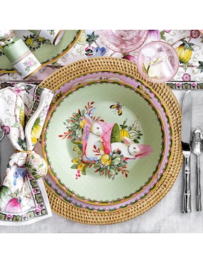 Set platos ensalada Famille Rose de porcelana 4 piezas