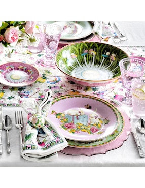 Set platos ensalada Famille Rose de porcelana 4 piezas