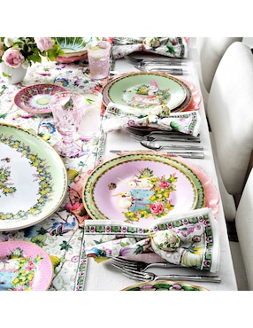 Set platos ensalada Famille Rose de porcelana 4 piezas