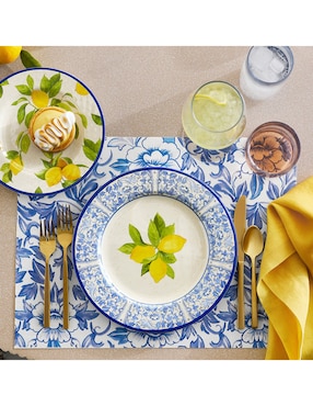 Set platos trinche Lemon de melamina 4 piezas