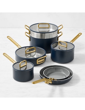 Batería de cocina Stanley Tucci de aluminio antiadherente cerámica 11 piezas