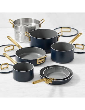 Batería de cocina Stanley Tucci de aluminio antiadherente cerámica 11 piezas