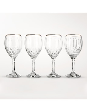 Set de copas para vino Wilshire de vidrio cortado 4 piezas