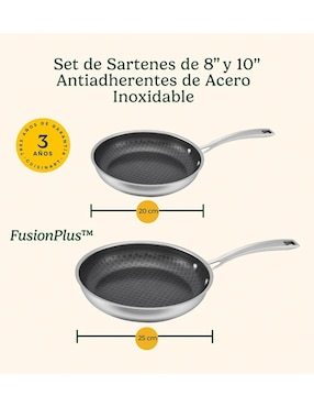 Set de sartenes Cuisinart Fusion Plus de acero inoxidable 2 piezas