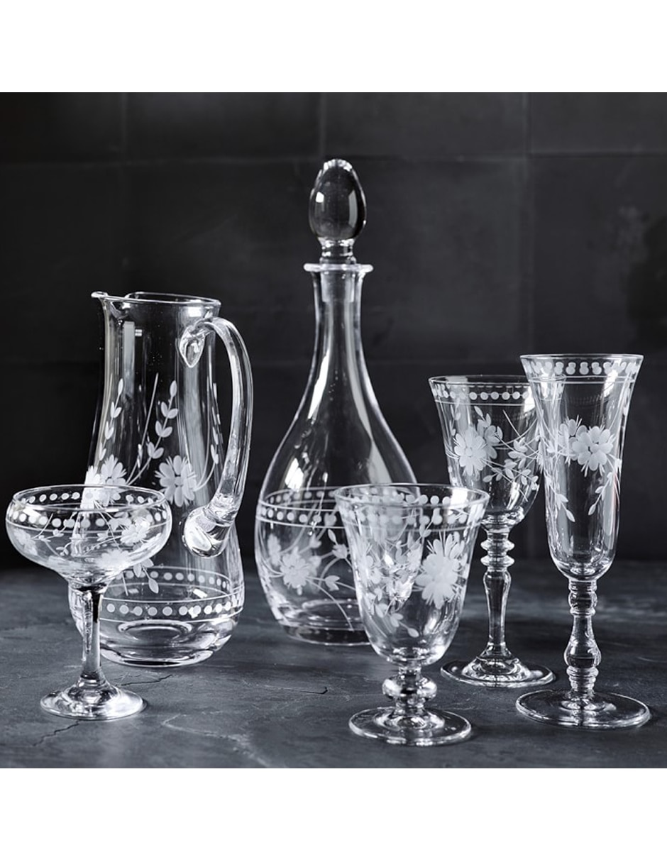 Copa para cóctel Vintage Etched de vidrio 4