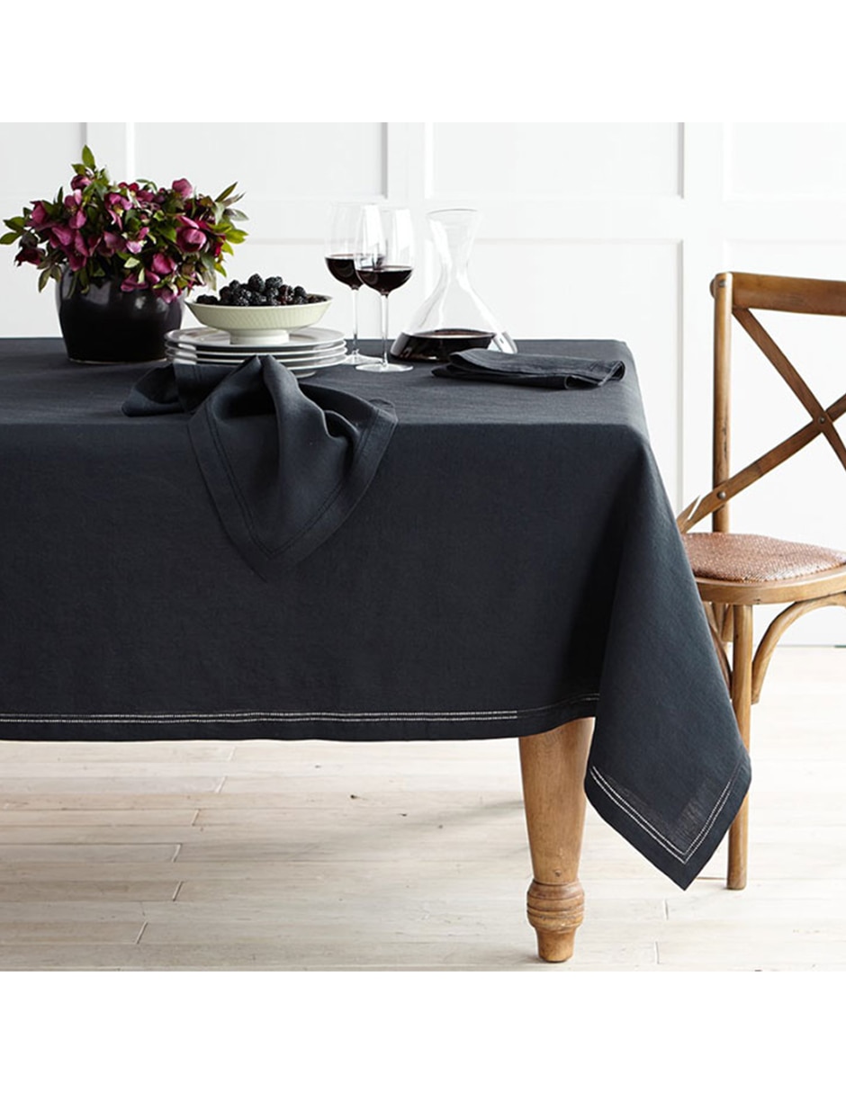 Mantel rectangular de lino Hemstitch 4