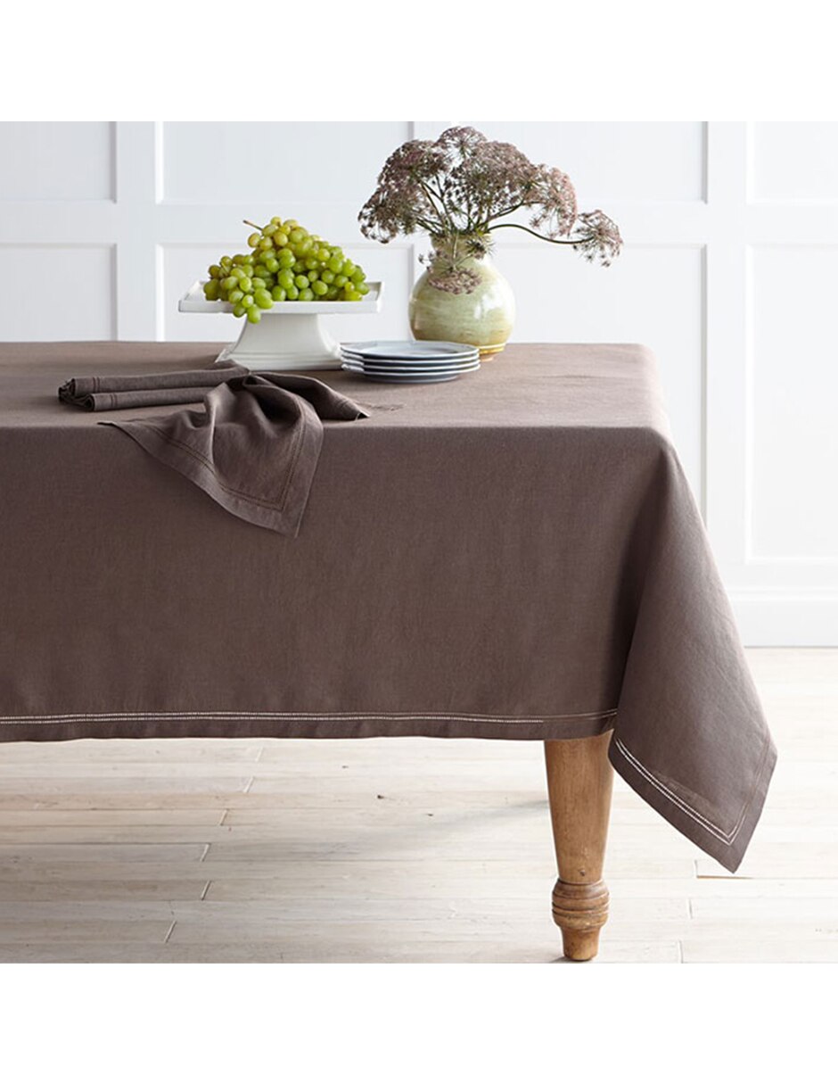 Mantel rectangular de lino Hemstitch 14