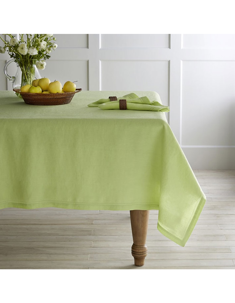Mantel rectangular de lino Hemstitch 18
