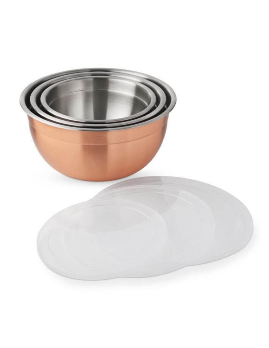 Set bowl Copper W/Lid 3 piezas de acero inoxidable Set bowl Copper W/Lid 3 piezas de acero inoxidable