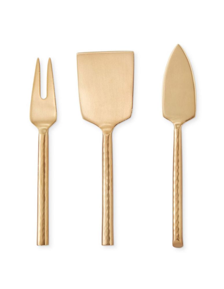 Set de cuchillos para quesos antique brass hammered 3 piezas