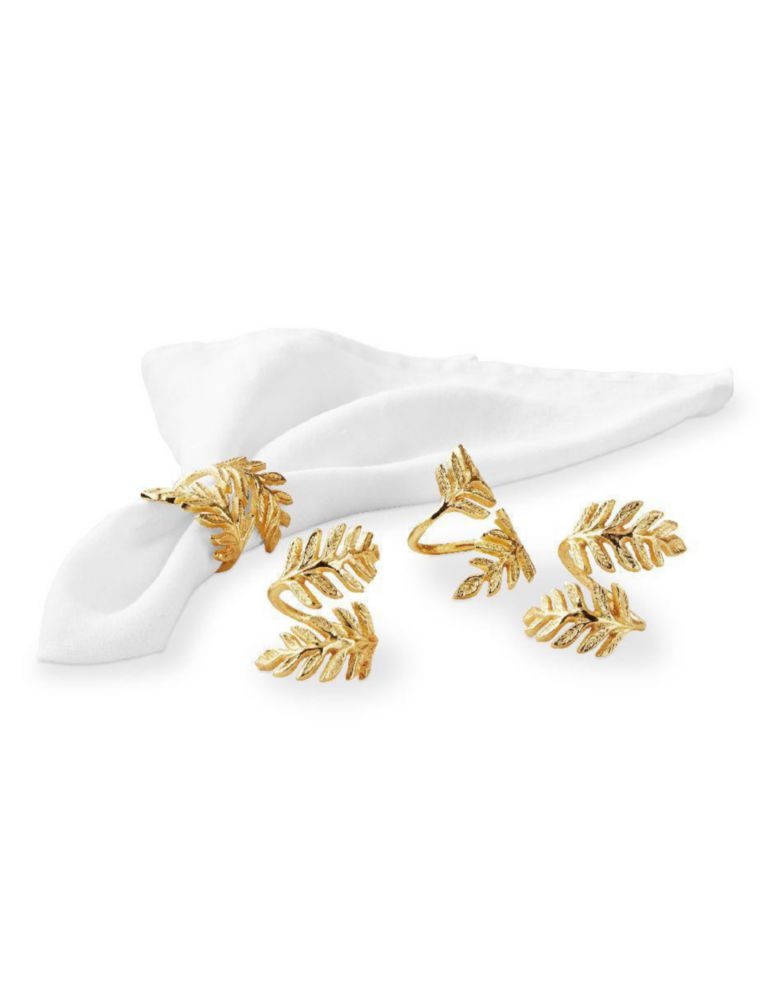 Set de 4 Aros para Servilleta Gold Leaf