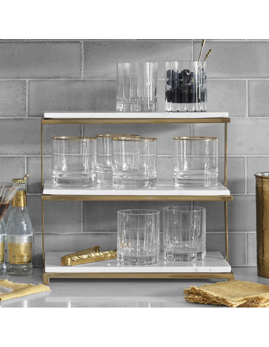 Set vasos doble old fashion Gold Rim de cristal con 4 piezas 2