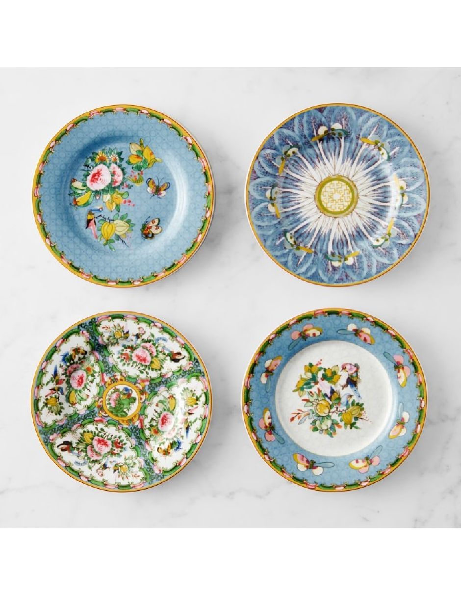 Set platos botana Rose de porcelana 4 piezas