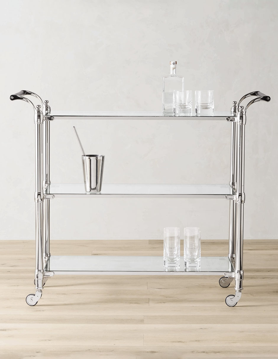 CARRITO DE BAR BECKETT METAL, PLATEADO