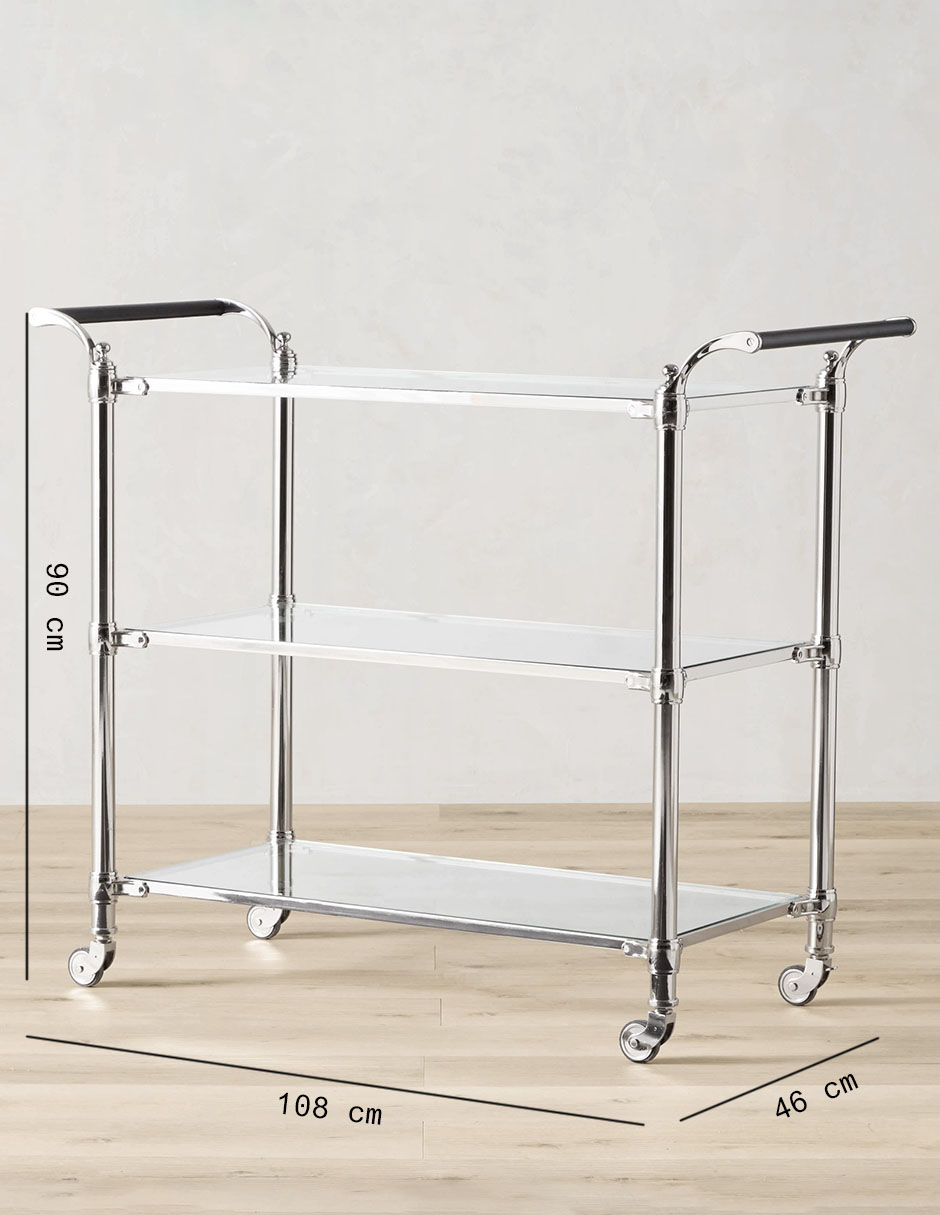 CARRITO DE BAR BECKETT METAL, PLATEADO