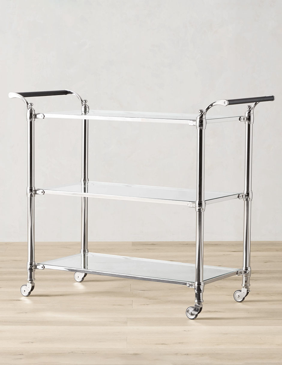 CARRITO DE BAR BECKETT METAL, PLATEADO
