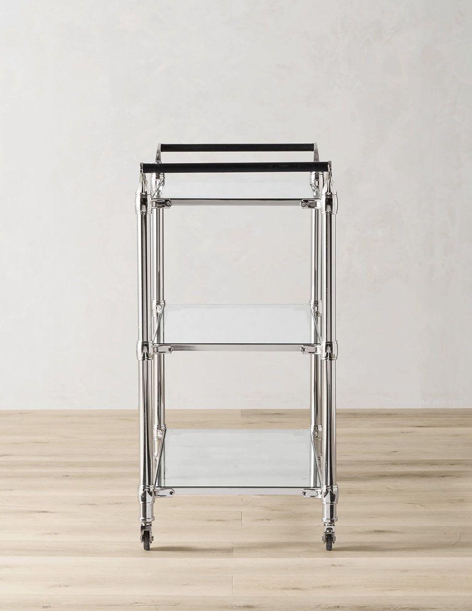 CARRITO DE BAR BECKETT METAL, PLATEADO