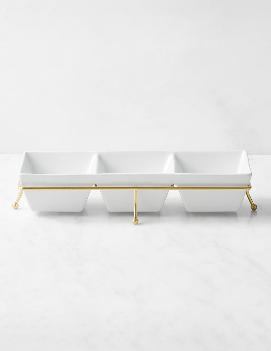 Botanero Open Kitchen de Porcelana con 3 divisiones